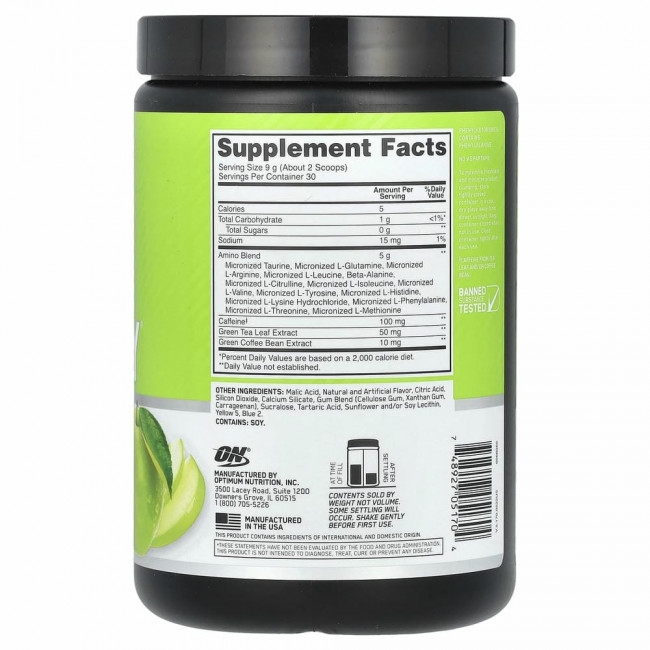 Optimum Nutrition, Essential Amino Energy, Green Apple, 0.6 lbs, 30 servings Optimum Nutrition, Essential Amino Energy, Green Apple, 0.6 lbs, 30 servings