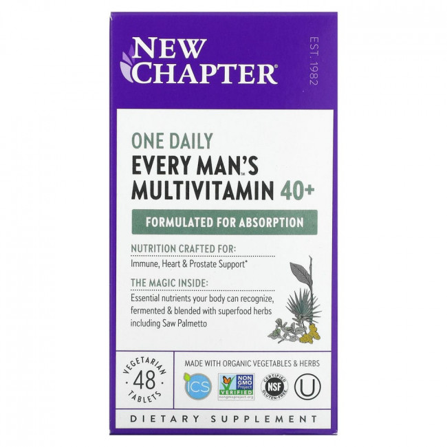 New Chapter, Every Man, ежедневная мультивитаминная добавка для мужчин старше 40 лет, 48 вегетарианских таблеток New Chapter, Every Man, ежедневная мультивитаминная добавка для мужчин старше 40 лет, 48 вегетарианских таблеток