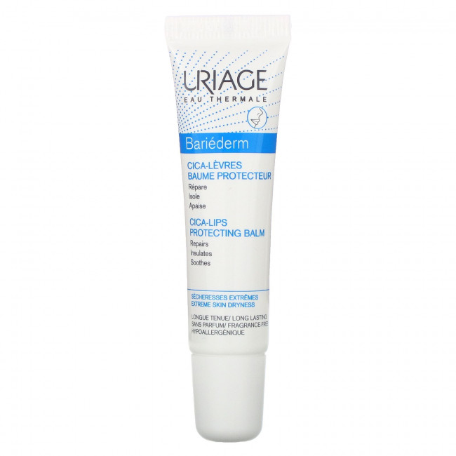 Uriage, Bariederm, Бальзам для защиты губ Cica-Lips, без отдушек, 0,5 жидкой унции (15 мл) Uriage, Bariederm, Бальзам для защиты губ Cica-Lips, без отдушек, 0,5 жидкой унции (15 мл)