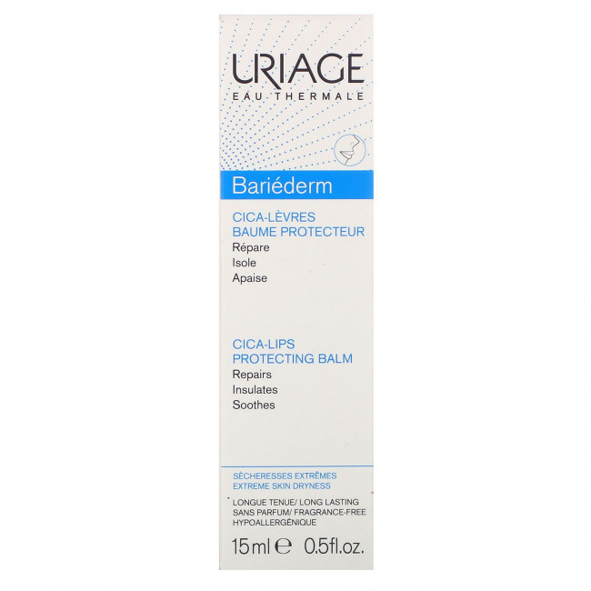 Uriage, Bariederm, Бальзам для защиты губ Cica-Lips, без отдушек, 0,5 жидкой унции (15 мл) Uriage, Bariederm, Бальзам для защиты губ Cica-Lips, без отдушек, 0,5 жидкой унции (15 мл)