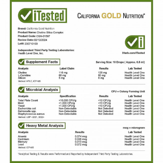 California Gold Nutrition, Холиновый и кремниевый комплекс, биодоступный и стабилизированный кремний (в виде ортокремниевой кислоты, OSA) для поддержки коллагена, 30 мл (1 жидк. унция)