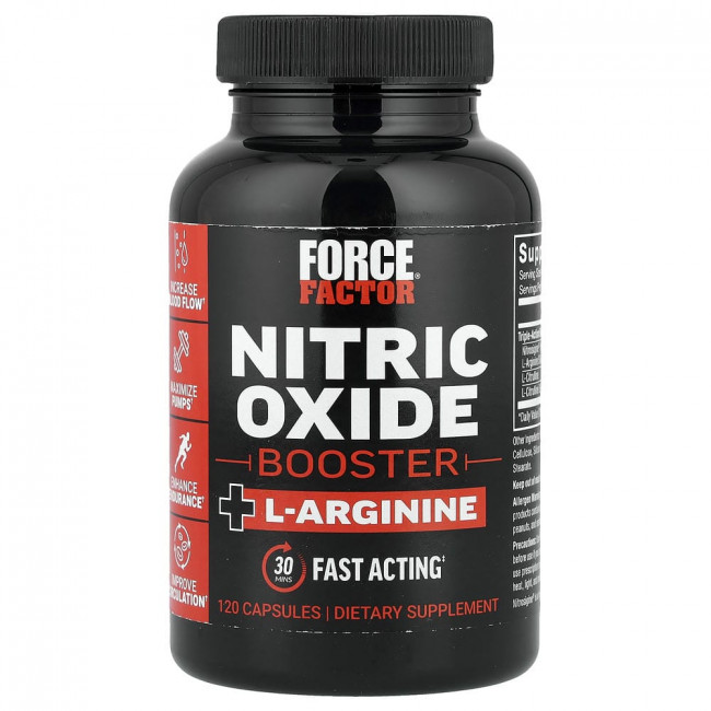Force Factor, усилитель выработки оксида азота + L-аргинин, 120 капсул