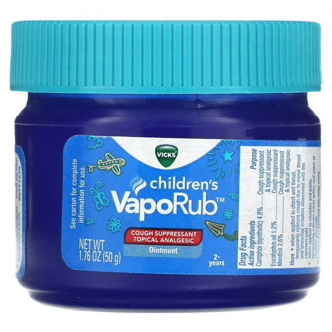 Vicks, VapoRub для детей, мазь, от кашля, для детей от 2 лет, 50 г (1,76 унции) Vicks, VapoRub для детей, мазь, от кашля, для детей от 2 лет, 50 г (1,76 унции)
