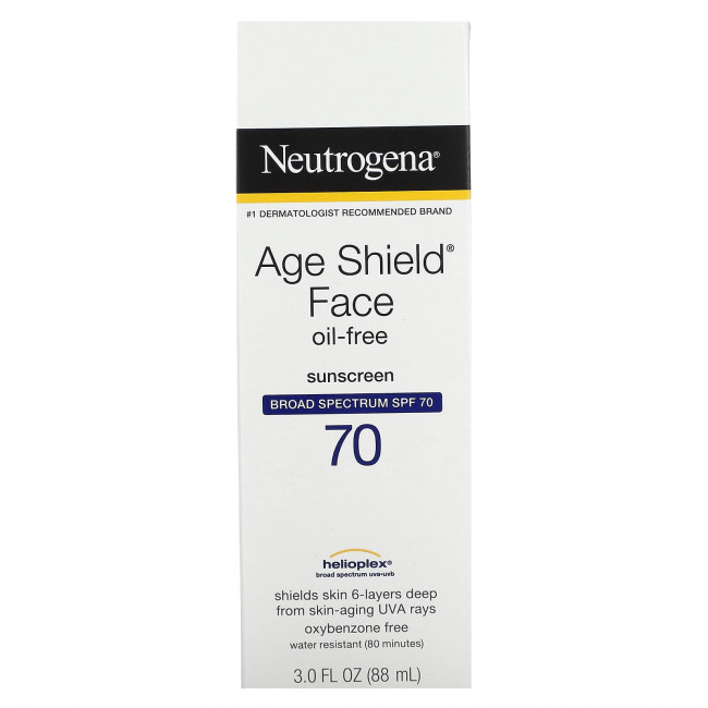 Neutrogena, Age Shield, солнцезащитное средство для лица, SPF 70, 88 мл (3 жидк. Унции)