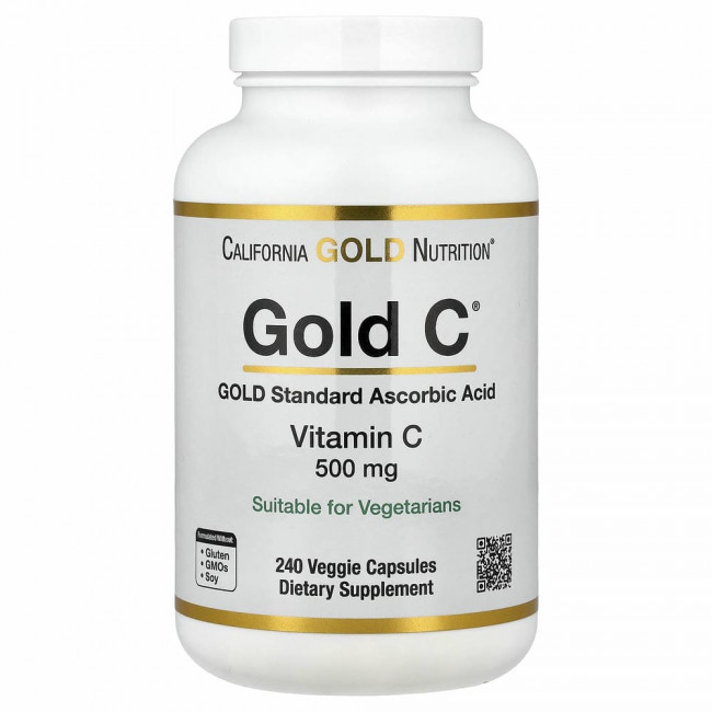 California Gold Nutrition, Gold C, витамин C, 500 мг, 240 вегетарианских капсул California Gold Nutrition, Gold C, витамин C, 500 мг, 240 вегетарианских капсул