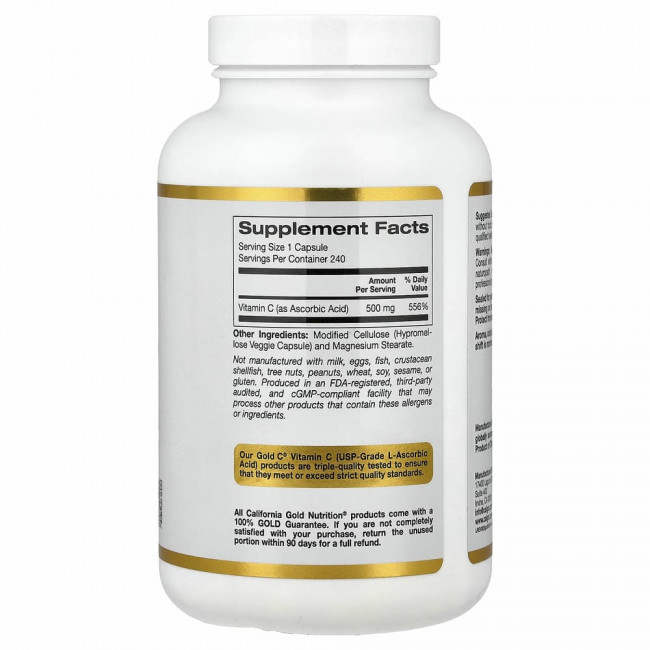 California Gold Nutrition, Gold C, витамин C, 500 мг, 240 вегетарианских капсул California Gold Nutrition, Gold C, витамин C, 500 мг, 240 вегетарианских капсул
