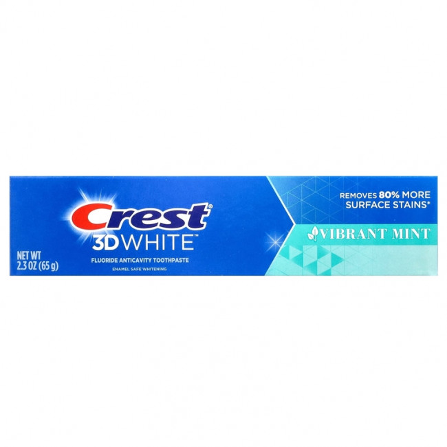 Crest, 3D White, зубная паста против кариеса с фтором, мятная мята, 65 г (2,3 унции)