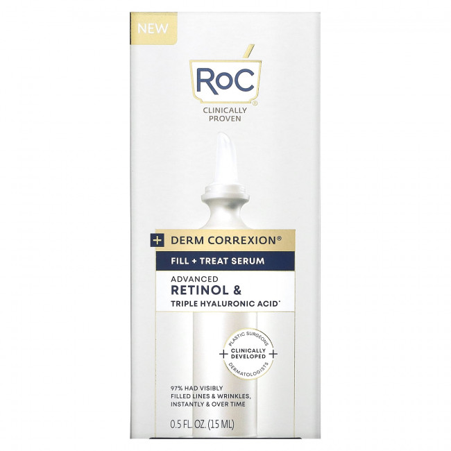 RoC, Derm Correxion, Fill + Treat Serum, Advanced Retinol & Triple Hyaluronic Acid, 0.5 fl oz (15 ml) RoC, Derm Correxion, Fill + Treat Serum, Advanced Retinol & Triple Hyaluronic Acid, 0.5 fl oz (15 ml)