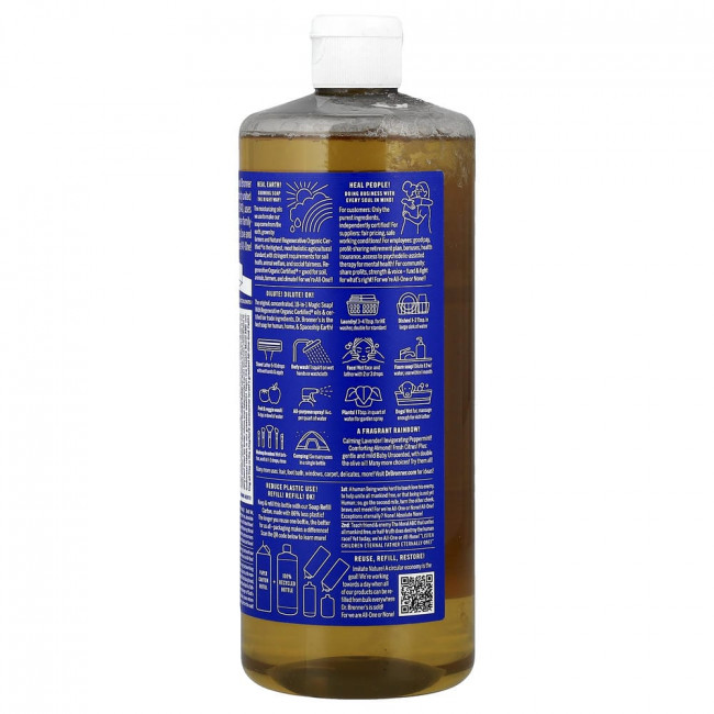 Волшебное кастильское мыло Dr. Bronner's 18-в-1, мятное, 946 мл (32 жидких унции)