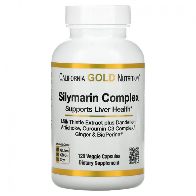 California Gold Nutrition, силимариновый комплекс для здоровья печени: расторопша, куркумин, артишок, одуванчик, имбирь, черный перец, 300 мг, 120 вегетарианских капсул California Gold Nutrition, силимариновый комплекс для здоровья печени: расторопша, куркумин, артишок, одуванчик, имбирь, черный перец, 300 мг, 120 вегетарианских капсул