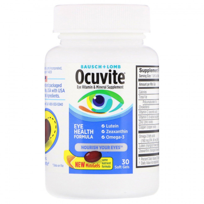 Ocuvite, добавка для зрения, 30 мягких таблеток Ocuvite, добавка для зрения, 30 мягких таблеток