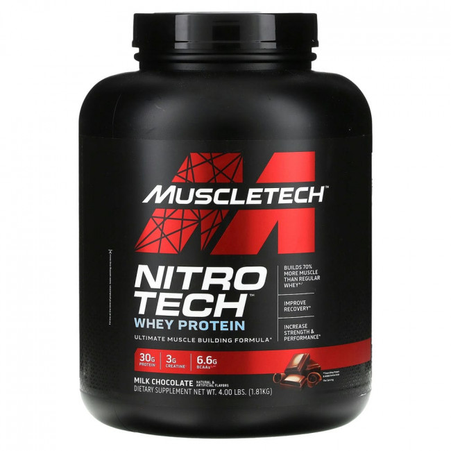 Muscletech, NitroTech, сывороточные пептиды, молочный шоколад, 1,81 кг (4 фунта) Muscletech, NitroTech, сывороточные пептиды, молочный шоколад, 1,81 кг (4 фунта)