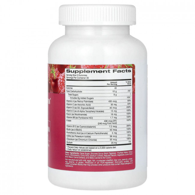 California Gold Nutrition, мультивитаминный комплекс для женщин, ягодный и фруктовый вкус, 90 жевательных конфет