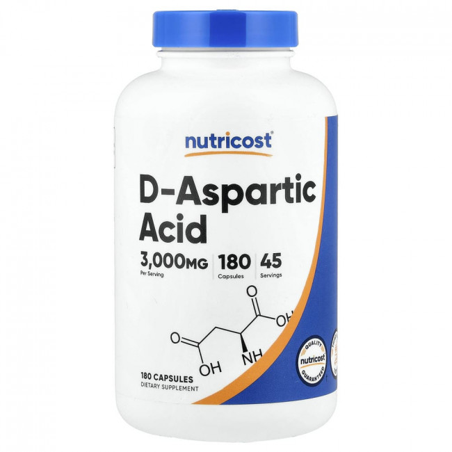 Nutricost, D-аспарагиновая кислота, 180 капсул (750 мг на капсулу)