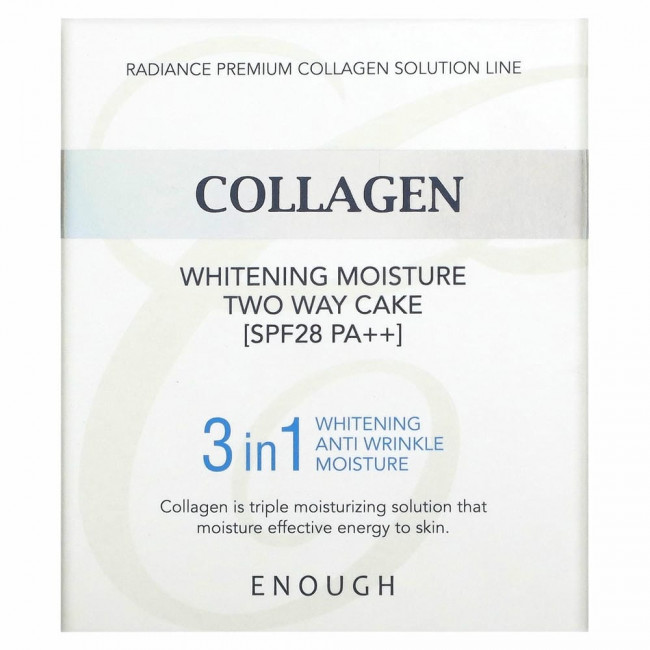 Enough, Collagen, Whitening Moisture Two Way Cake, SPF 28 PA ++, # 21, 26 г