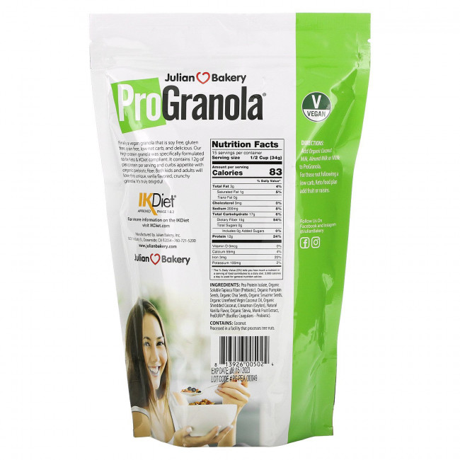Julian Bakery, Pro Granola, ванильный вкус, 17,9 унц. (510 г)