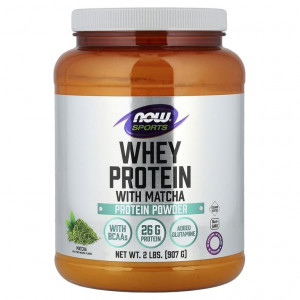 NOW Foods, Sports, сывороточный протеин в порошке, матча, 907 г (2 фунта)