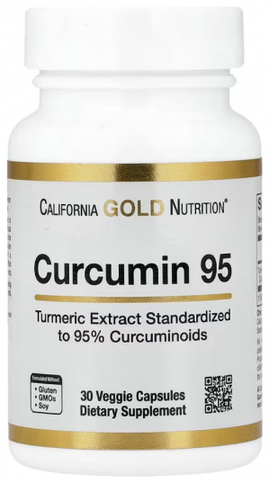 California Gold Nutrition, куркумин 95, 30 растительных капсул (500 мг в 1 капсуле)