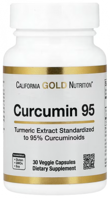 California Gold Nutrition, куркумин 95, 30 растительных капсул (500 мг в 1 капсуле)