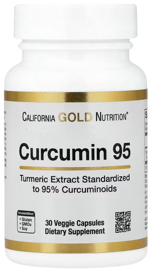 California Gold Nutrition, куркумин 95, 30 растительных капсул (500 мг в 1 капсуле)