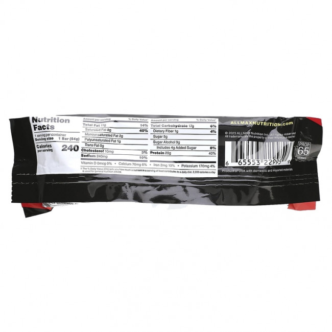 ALLMAX, Hexapro Protein Bar, протеиновый батончик, шоколад и арахисовая паста, 54 г (1,9 унции)