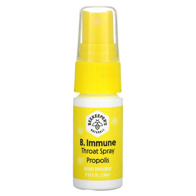 Beekeeper's Naturals, B. Immune, спрей для горла с прополисом, 15 мл (0,53 жидк. унции)