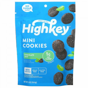 HighKey, Mini Cookies, шоколад и мята, 56,6 г (2 унции) HighKey, Mini Cookies, шоколад и мята, 56,6 г (2 унции)