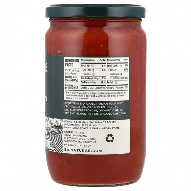 Jovial, Bionaturae™, органическая аррабиата, 680 г (24 унции)