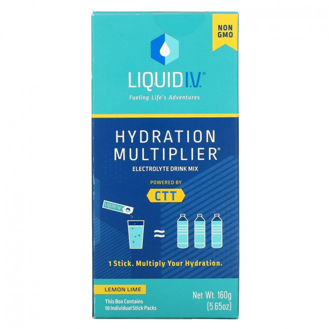 Liquid I.V., Hydration Multiplier, смесь для приготовления электролитов, лимон и лайм, 10 отдельных пакетиков по 16 г (0,56 унции)