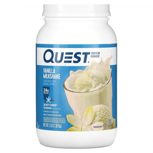 Quest Nutrition, Протеиновый порошок, ванильный молочный коктейль, 1,36 кг (3 фунта) Quest Nutrition, Протеиновый порошок, ванильный молочный коктейль, 1,36 кг (3 фунта)