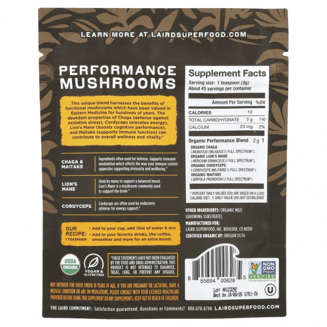 Laird Superfood, Производительные грибы, 90 г (3,17 унции) Laird Superfood, Производительные грибы, 90 г (3,17 унции)
