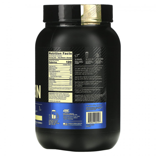 Optimum Nutrition, Золотой стандарт, 100% казеин, сливочная ваниль, 825 г (1,81 фунта)