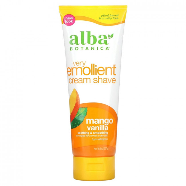 Alba Botanica, Натуральный, смягчающий крем для бритья, Манго и ваниль, 8 унций (227 г) Alba Botanica, Натуральный, смягчающий крем для бритья, Манго и ваниль, 8 унций (227 г)