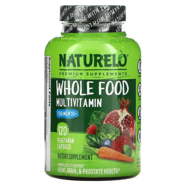 NATURELO, мультивитамины из цельных продуктов для мужчин старше 50 лет, 120 вегетарианских капсул NATURELO, мультивитамины из цельных продуктов для мужчин старше 50 лет, 120 вегетарианских капсул