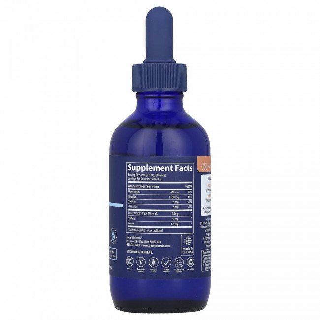 Trace Minerals ®, Mega-Mag с низким содержанием натрия, 400 мг, 118 мл (4 жидк. унции)