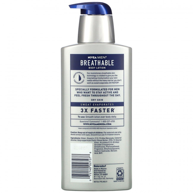 Nivea, Men, Дышащий лосьон для тела, 13,5 жидких унций (400 мл)