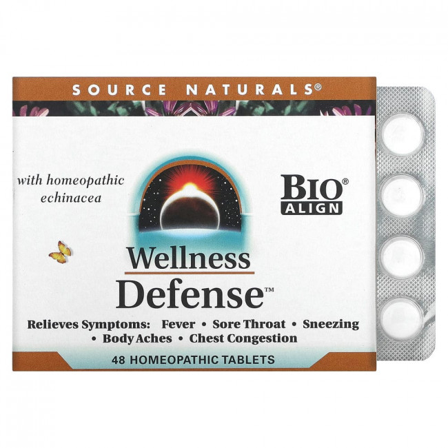 Source Naturals, Wellness Defense, 48 гомеопатических таблеток Source Naturals, Wellness Defense, 48 гомеопатических таблеток