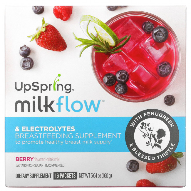 UpSpring, MilkFlow, пажитник и кникус благословенный, напиток со вкусом ягод, 16 пакетиков по 10 г (0,35 унции) UpSpring, MilkFlow, пажитник и кникус благословенный, напиток со вкусом ягод, 16 пакетиков по 10 г (0,35 унции)
