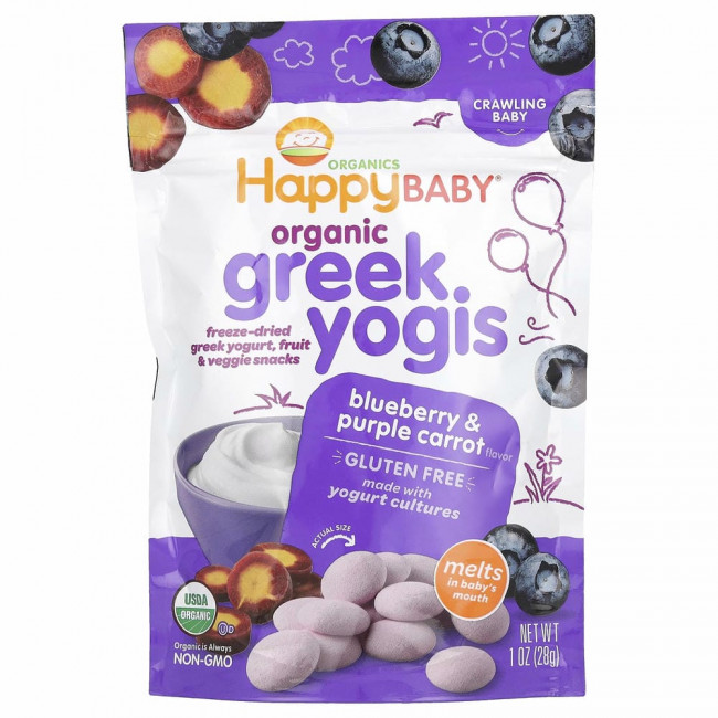 Happy Family Organics, органический греческий йогурт, черника и фиолетовая морковь, 28 г (1 унция) Happy Family Organics, органический греческий йогурт, черника и фиолетовая морковь, 28 г (1 унция)