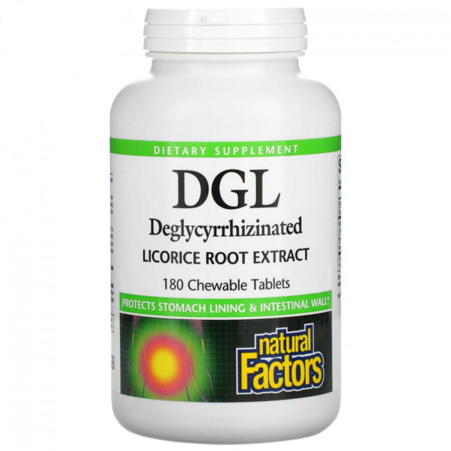 Natural Factors, DGL, Deglycyrrhizinated Licorice Root Extract, 180 Chewable Tablets Natural Factors, DGL, Deglycyrrhizinated Licorice Root Extract, 180 Chewable Tablets