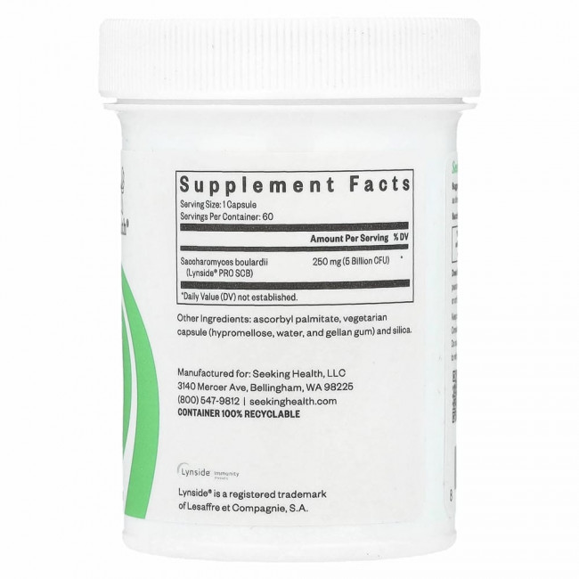Seeking Health, Сахаромицеты Буларди, 5 млрд КОЕ, 60 вегетарианских капсул