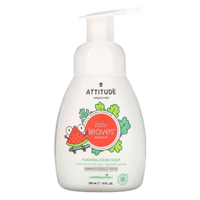 ATTITUDE, Little Leaves Science, пенящееся мыло для рук, арбуз и кокос, 295 мл ATTITUDE, Little Leaves Science, пенящееся мыло для рук, арбуз и кокос, 295 мл