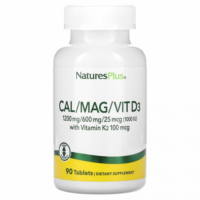 NaturesPlus, Cal / Mag / Vit D3 с витамином K2`` 90 таблеток NaturesPlus, Cal / Mag / Vit D3 с витамином K2`` 90 таблеток