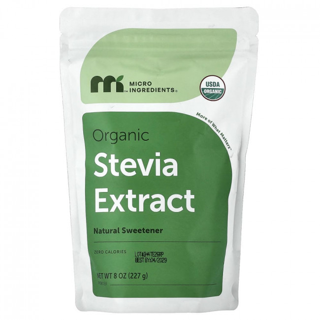 Micro Ingredients, органический порошок экстракта стевии, 227 г (8 унций)