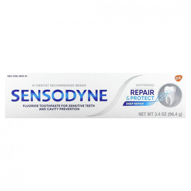 Sensodyne, Отбеливающая зубная паста Repair & Protect с фтором, 96,4 г (3,4 унции)