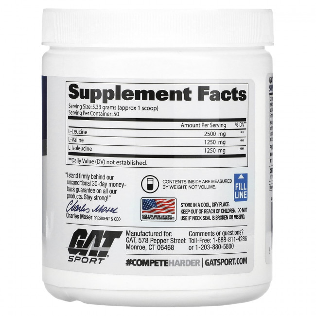 GAT, BCAA в порошке, без добавок, 266,5 г (9,4 унции) GAT, BCAA в порошке, без добавок, 266,5 г (9,4 унции)