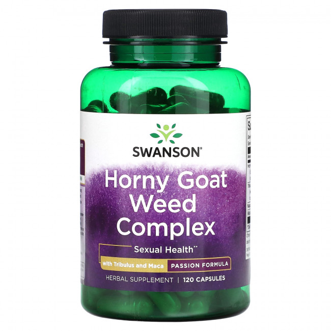 Swanson, Комплекс Horny Goat Weed с трибулусом и макой, 120 капсул Swanson, Комплекс Horny Goat Weed с трибулусом и макой, 120 капсул