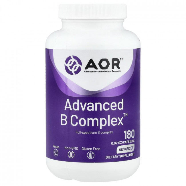 Advanced Orthomolecular Research AOR, Advanced B Complex™, 180 капсул