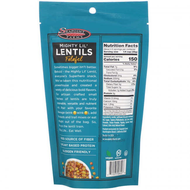Seapoint Farms, Mighty Lil 'Lentils, Фалафель, 5 унций (142 г)