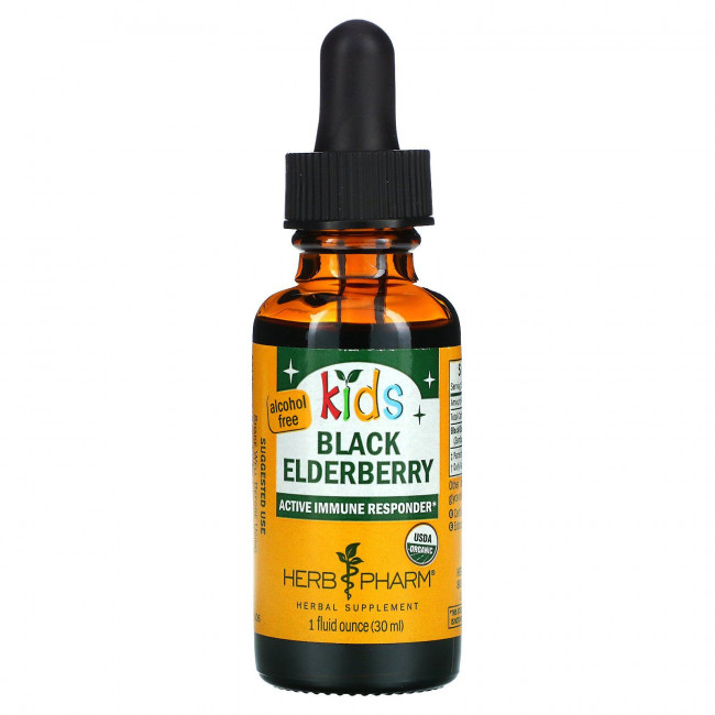Herb Pharm, Сироп для детей из бузины черной, безалкогольный, 1 жидкая унция (30 мл) Herb Pharm, Сироп для детей из бузины черной, безалкогольный, 1 жидкая унция (30 мл)